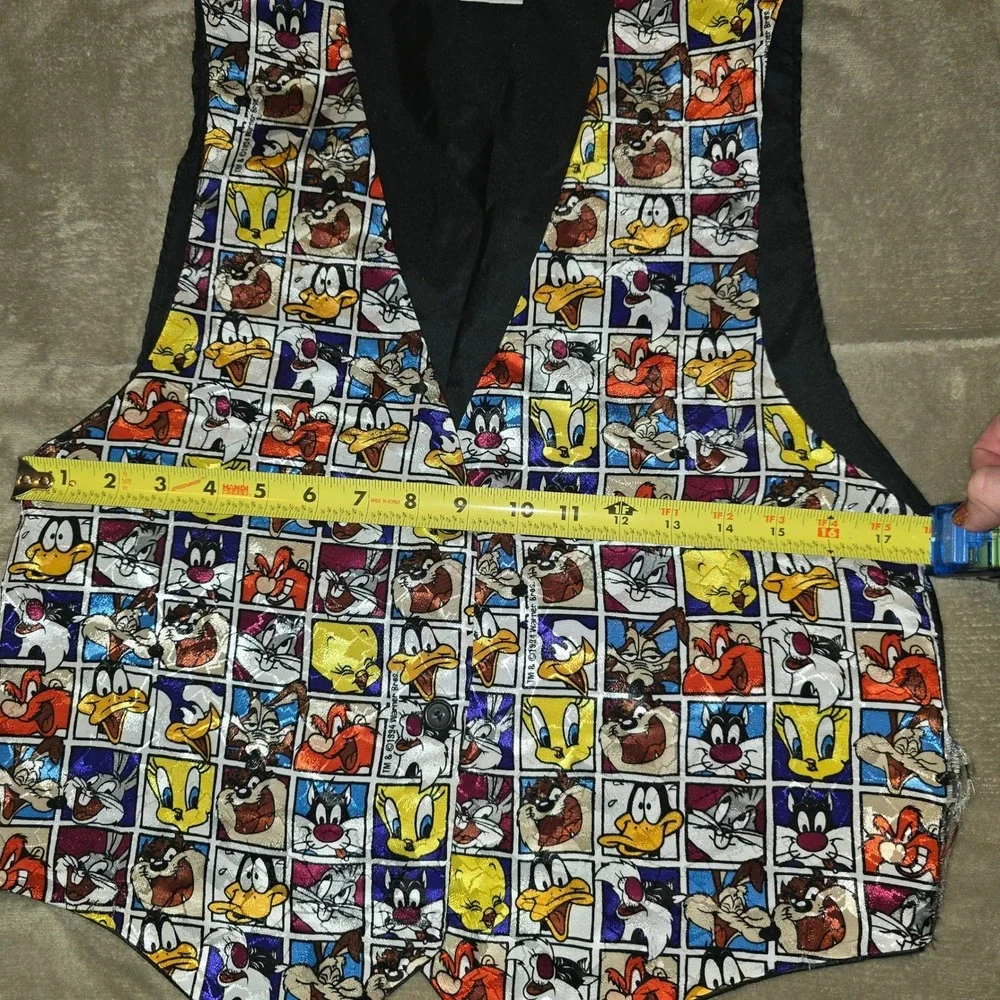 Looney Tunes Brand vest waistcoat Sleeveless VTG 1994 Warner Bros Polyester Prom